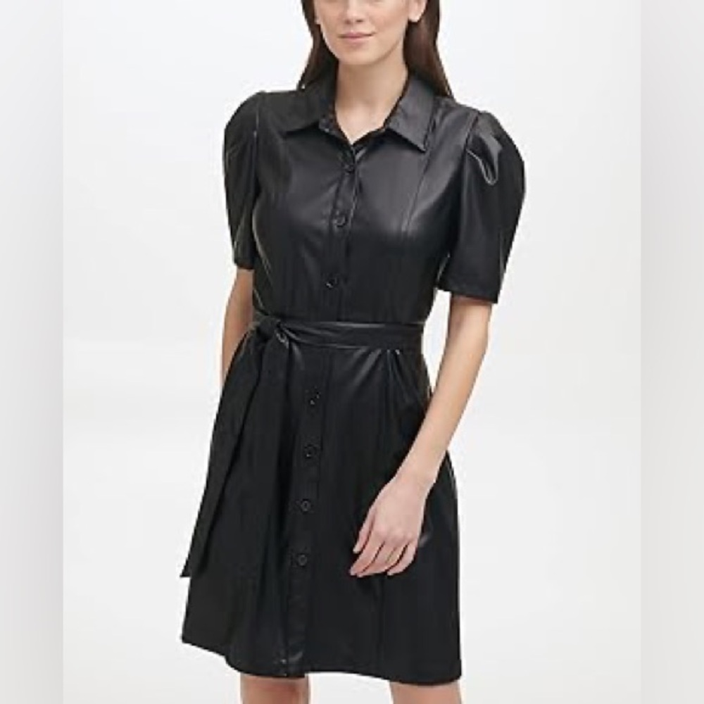 DKNY Faux Leather Dress
